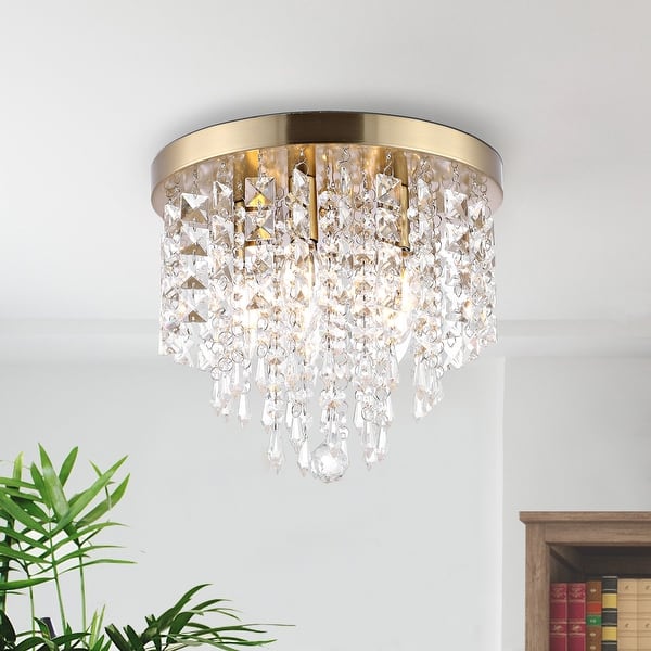 slide 2 of 47, GetLedel Modern 5-Light Crystal Flush Mount Chandelier