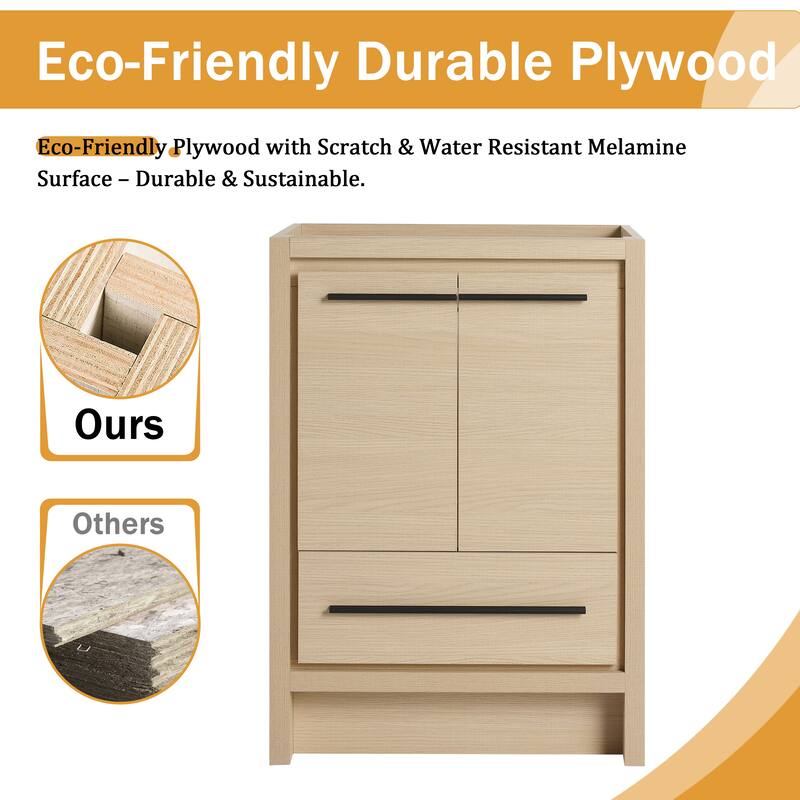 Malwee 24"/30"/36"/48"/60" Bathroom Vanity Without Sink, FreeStanding Vanity Cabinet with Soft Close Door and Drawer