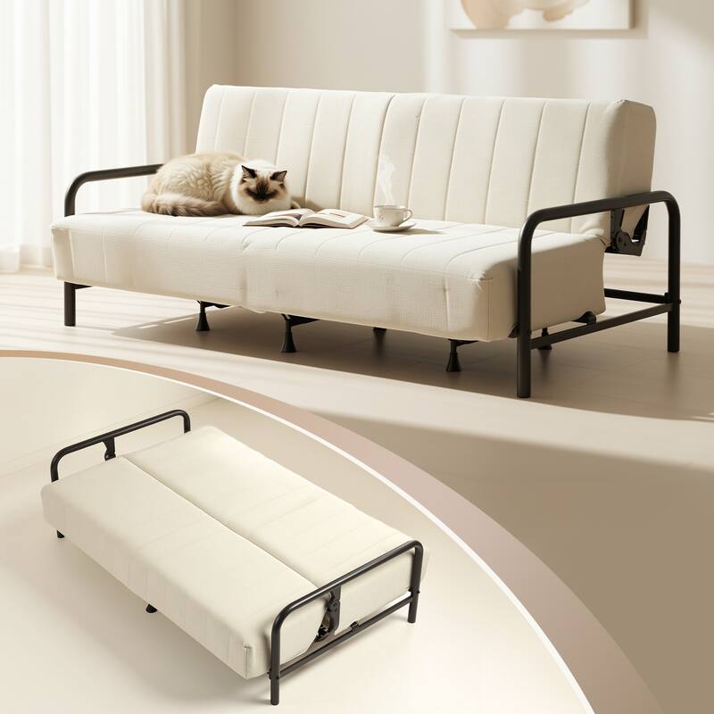 Homy Casa Modern Convertible Sofa Bed, Metal Frame Futon Couch Living