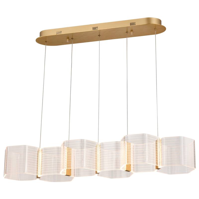 Kenzo LED 6 Light Island Pendant Polished Anodized Bronze Finish Light Guide Panel - Polished Anodized Bronze