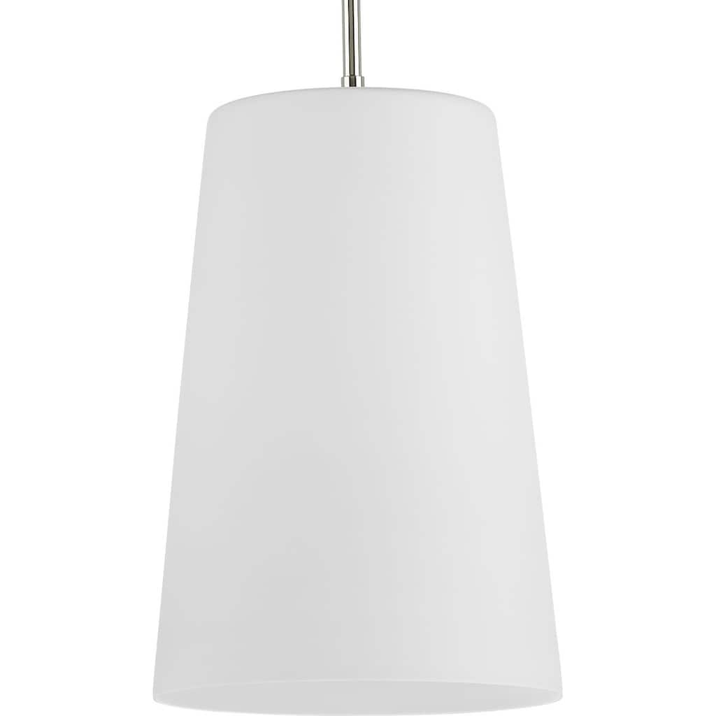 Clarion Collection One-Light Polished Nickel Etched White Transitional Pendant - 10.5 in x 10.5 in x 15.87 in