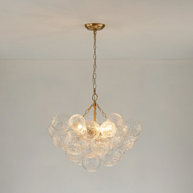 Modern Luxury Water Textured Cluster Glass Globe Bubble Chandelier
