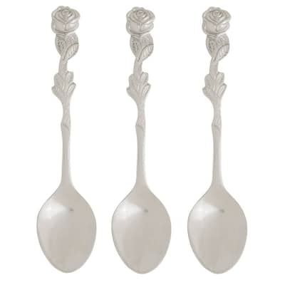 HIC 4.5" Rose Design Stainless Steel Demi Spoon - Stirring Coffee Espresso Demitasse