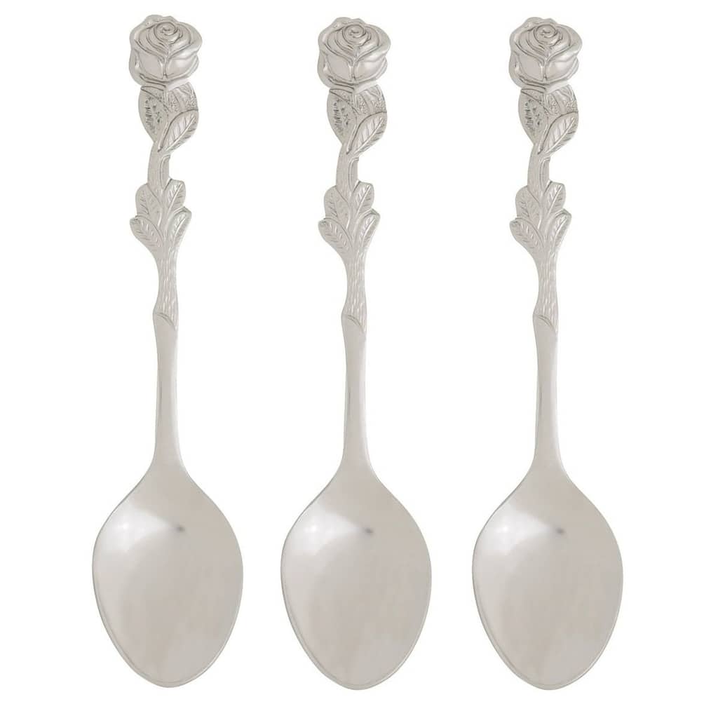 HIC 4.5" Rose Design Stainless Steel Demi Spoon - Stirring Coffee Espresso Demitasse