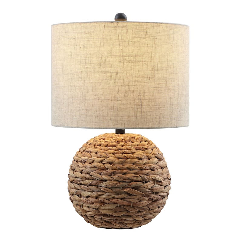 Camilo 21.5" Modern Coastal Woven Rattan Globe LED Table Lamp