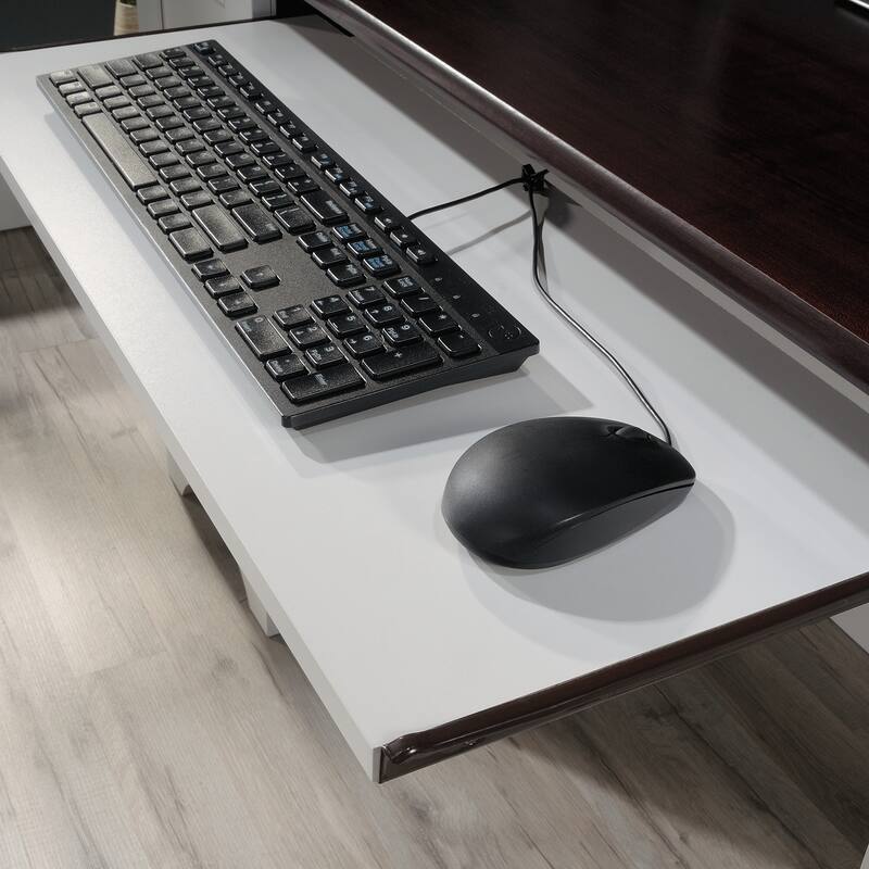 Engineered Wood Transitional Computer Desk Slide-Out Keyboard Tray