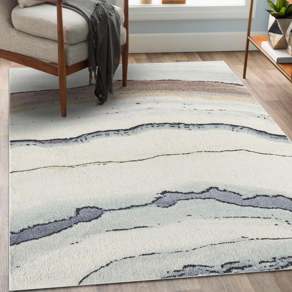 Luxe Weavers Modern Sunset Marbled Abstract Area Rug, Stain-Resistant Carpet