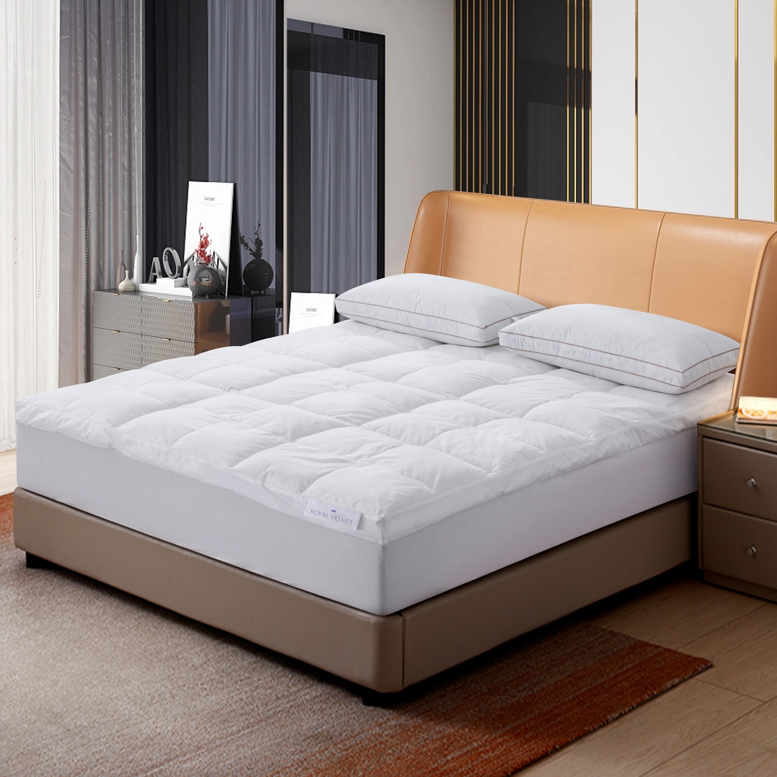 Royal Velvet Cotton Cover 5 Inch Featherbed - White