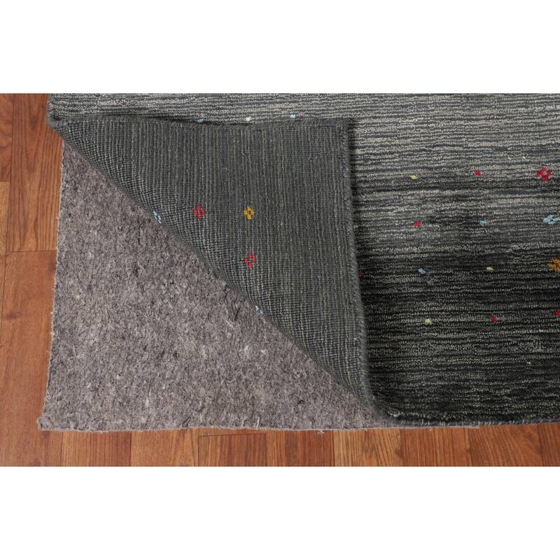 Tribal / Striped Gabbeh Oriental Area Rug Hand-Knotted Wool Carpet - 7'9" x 9'9"