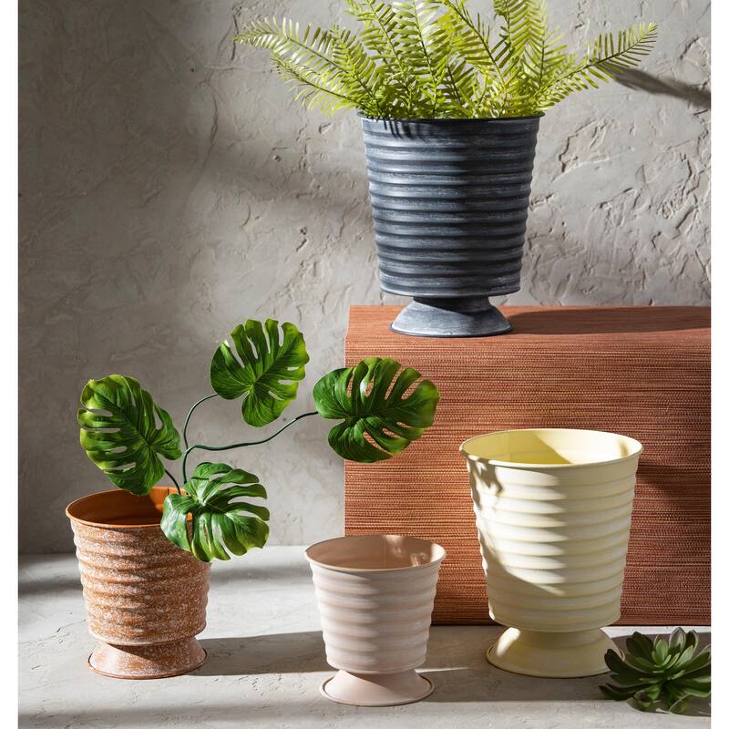 10" Multi-Color Metal Flower Pots, Set of 4