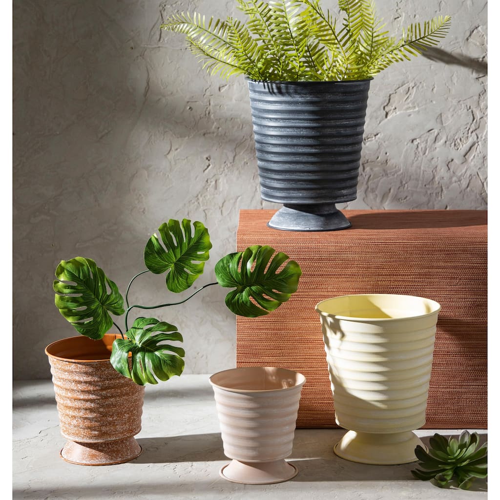 10" Multi-Color Metal Flower Pots, Set of 4