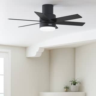 Hunter Mathers Low Profile Ceiling Fan with LED Light, Handheld Remote Modern Contemporary, Transitional