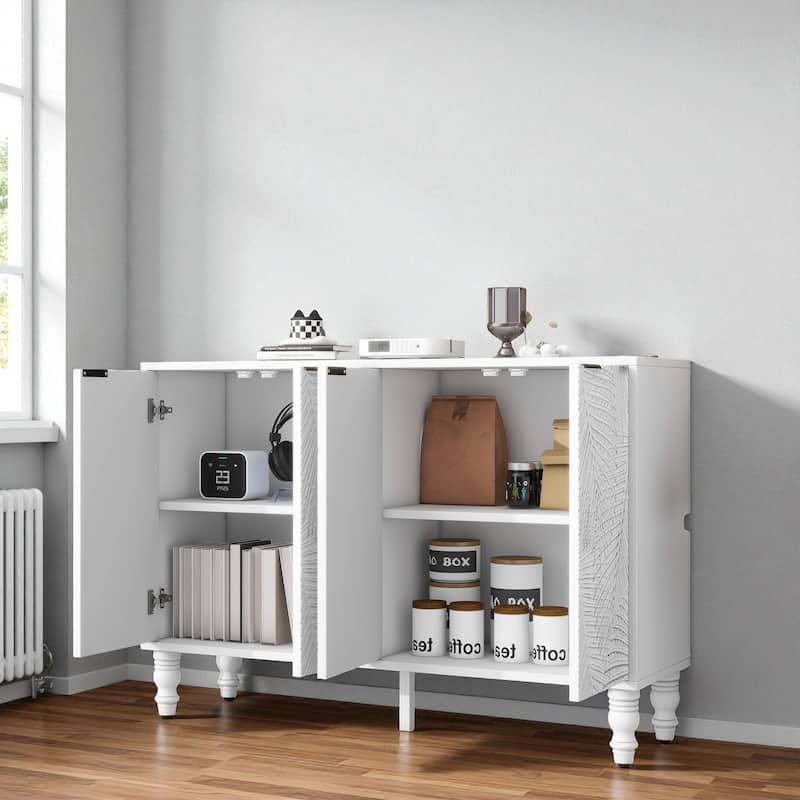 47.2'' Modern TV Stand for TVs up to 43'', Media Console Cabinet with 2 Cabinets, Adjustable Shelves & Solid Wood Legs