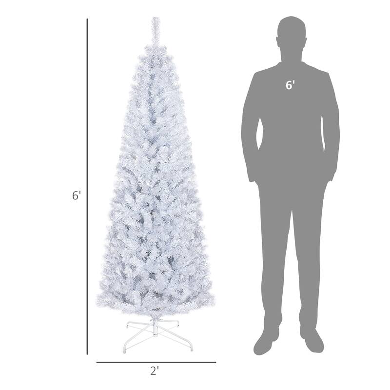6FT Tall Unlit Pencil Fir Artificial Christmas Tree with Realistic Branches and Steel Base