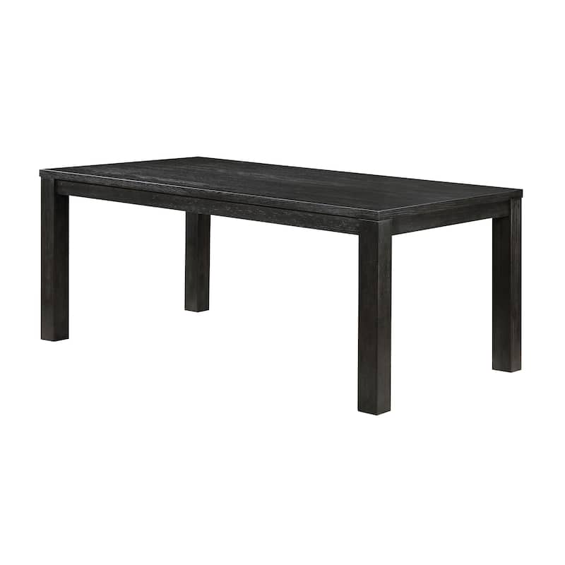 Lory 72 Inch Dining Table, Rectangular Top, 6 Seater, Black Solid Wood