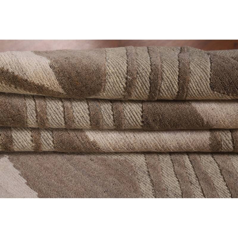 Modern Oriental Area Rug Hand-Knotted Wool Carpet - 9'2" x 11'8"