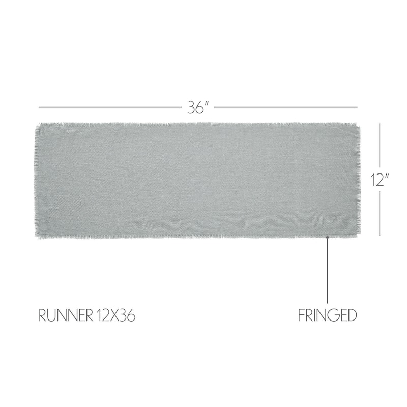 Burlap Dove Grey Runner Fringed