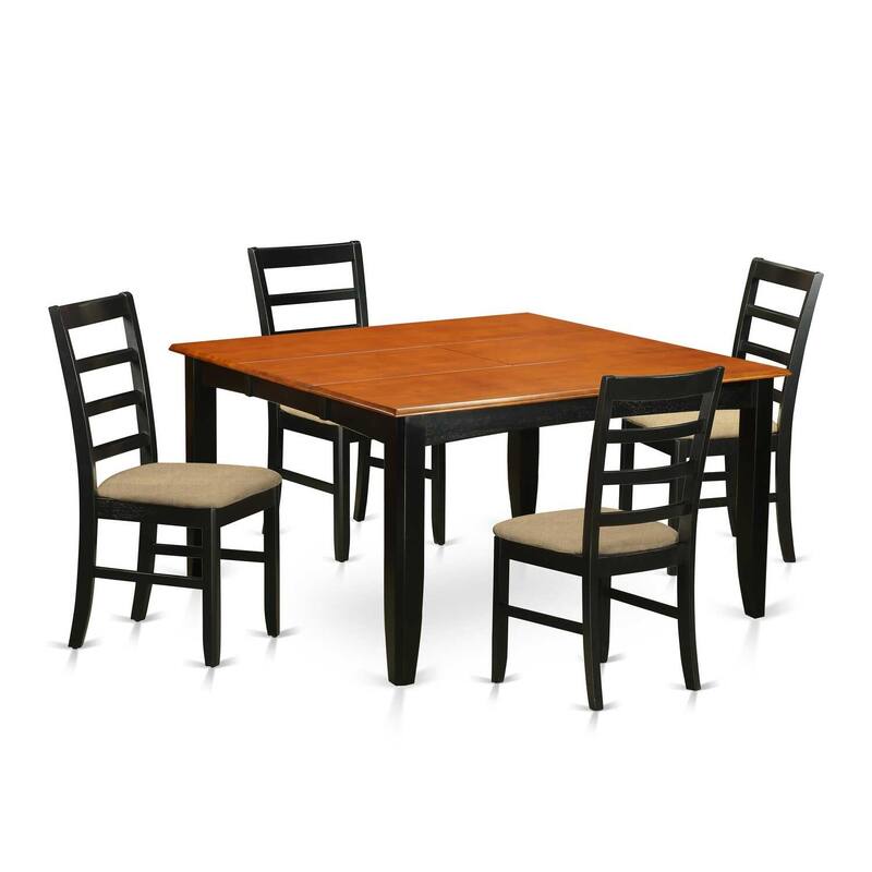 HomeStock 5-Piece Square Black and Cherry Finish Solid Wood Top Dining table with 4-Chairs