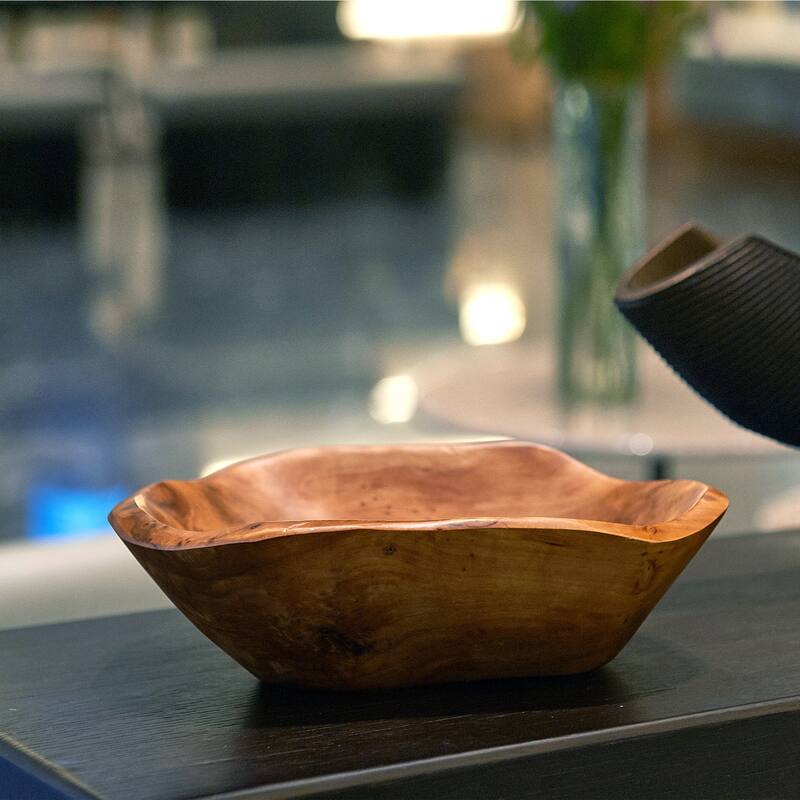 Greenage Cedar Fruit Bowl, Wooden Storage Natural Crafts Serving Bowls