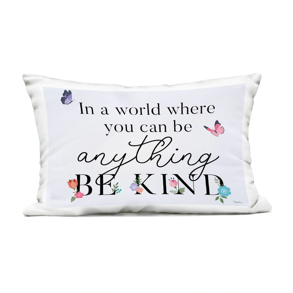 Stupell Floral & Butterflies Be Kind Printed Outdoor Throw Pillow Design by Gigi Louise