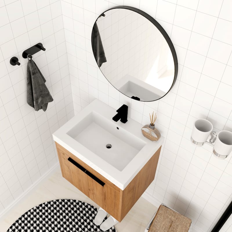 BNK 24"/30"/36" Single Sink Bathroom Vanity with Soft Close Door, Modern Floating Vanity