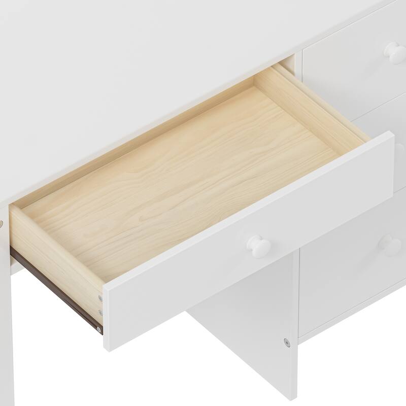 40" Home Executive Desk and Chair Set with 4 Drawers, Retro Computer Desk Office Table Study Desk with Storage Bookshelf