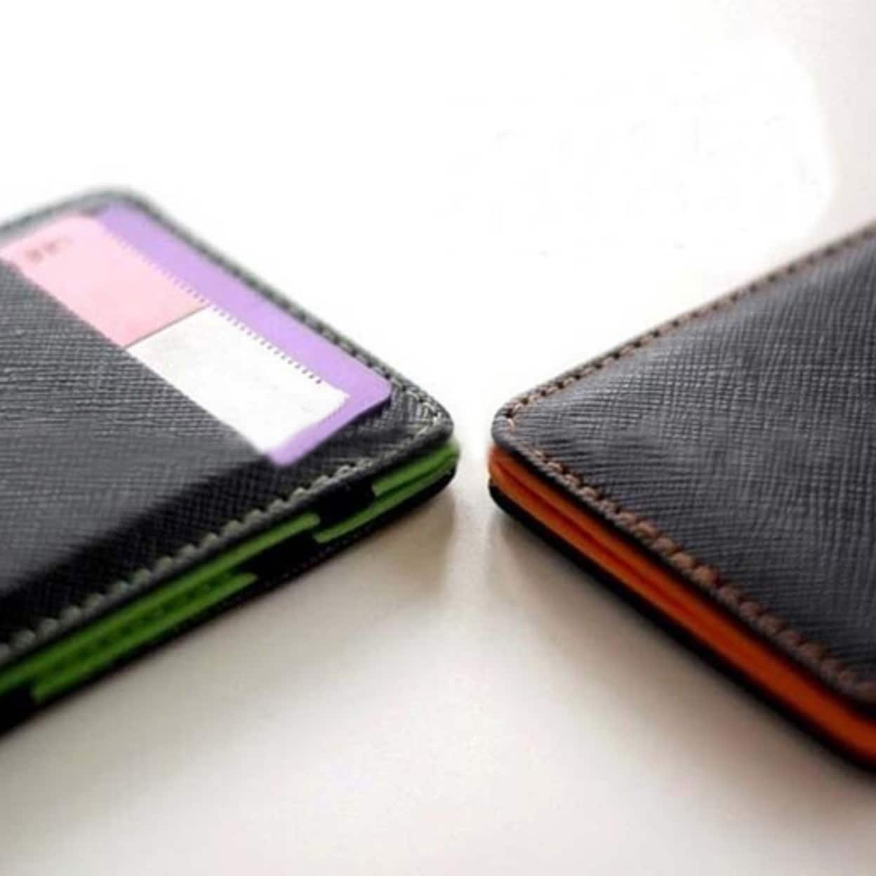 Faux Leather Magic Money Clip Slim Men/'s Wallet ID Credit Card Holder Case Purse
