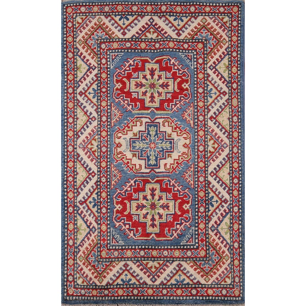 Blue Kazak Foyer Rug Handmade Wool Carpet - 2'6" x 4'4"