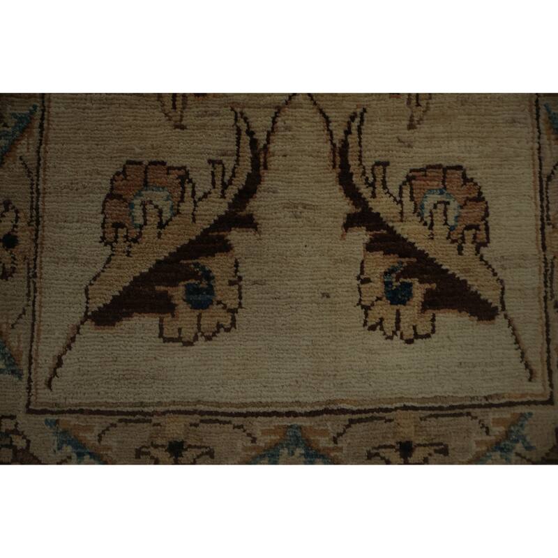 Hand Knotted Oriental 100% Wool Carpet Traditional Floral Beige & Ivories Peshawar Area Rug - 2' 11'' X 1' 10''