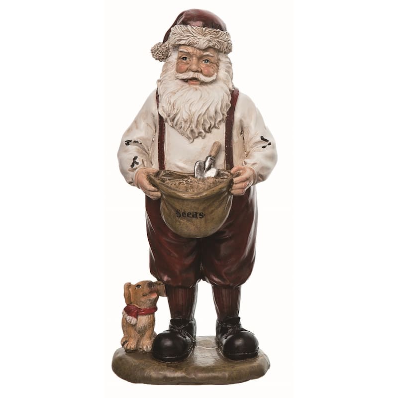 Transpac Resin Farmhouse Santa Figurine Set of 2 Christmas Home Decorations