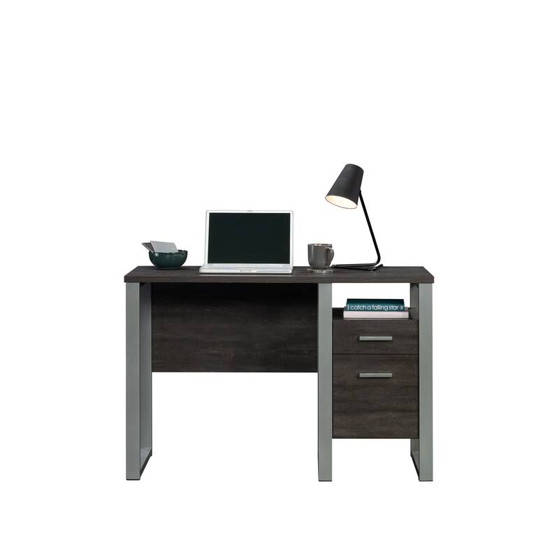 Wood Desk with Drawer and Productivity Design, Dark Brown.