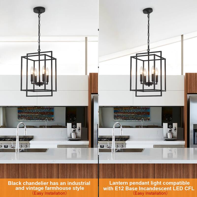 10.82inch Modern Cage 4-light Height Adjustable Metal frame chandelier for multiple spaces