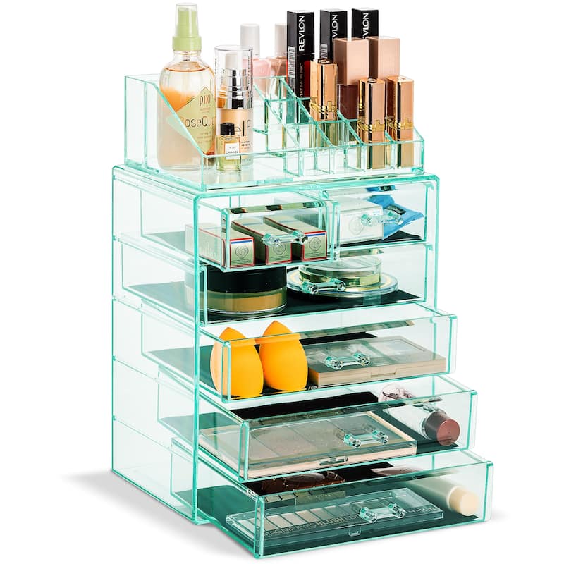 Sorbus Cosmetic Makeup and Jewelry Storage Case Display - Spacious Design - Vanity and Countertop (4 Large, 2 Small Drawers) - Teal