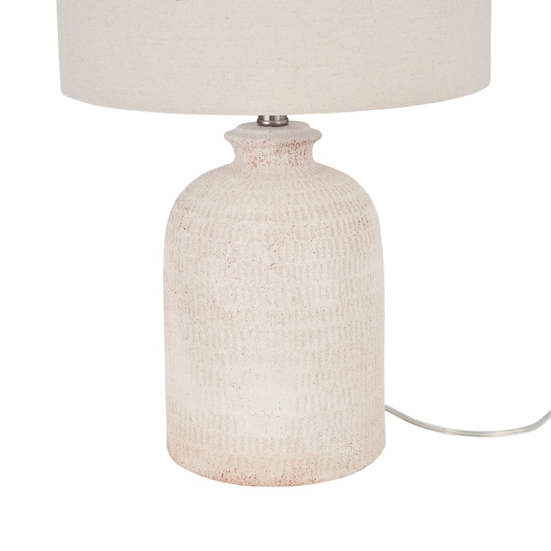 Nourison 24" White Terracotta Textured Farmhouse Table Lamp