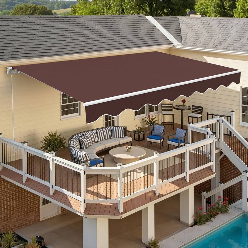 MCombo13x8Feet Manual Retractable Patio Door Window Awning Sunshade Shelter Outdoor Canopy