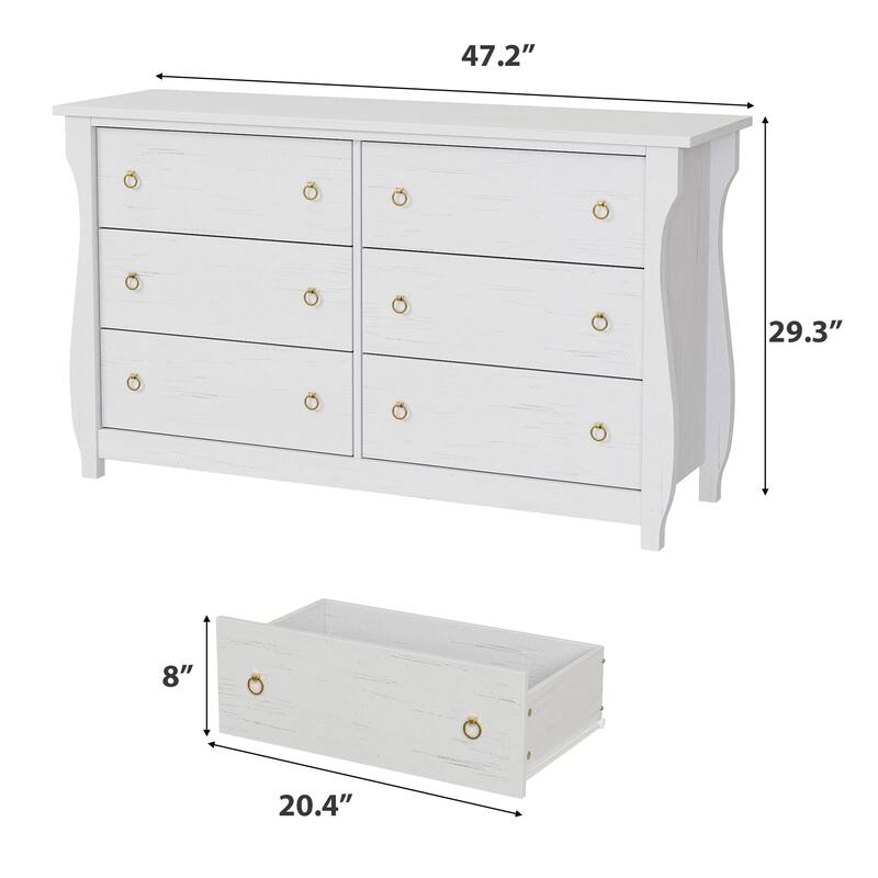 3/6/7 Drawer Dresser - Boho Dresser with Curved Legs, Freestanding Storage Chest Organizer