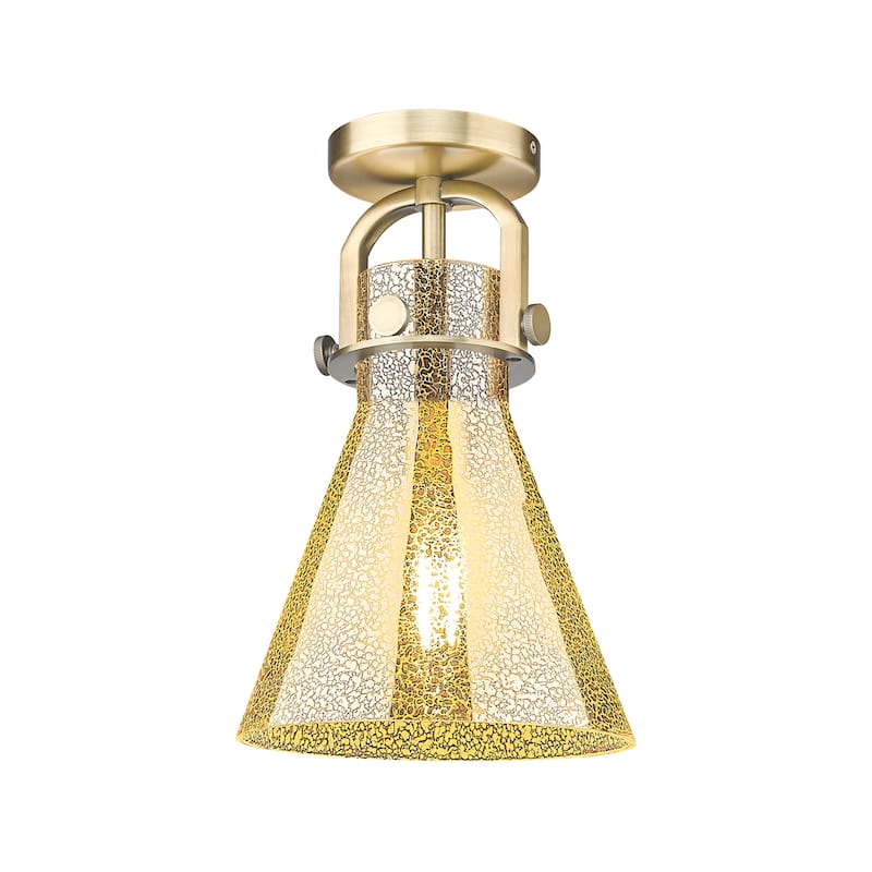 Innovations Lighting 410-1F-13-8 Newton Cone Flush Mount Newton Cone - Brushed Brass / Mercury