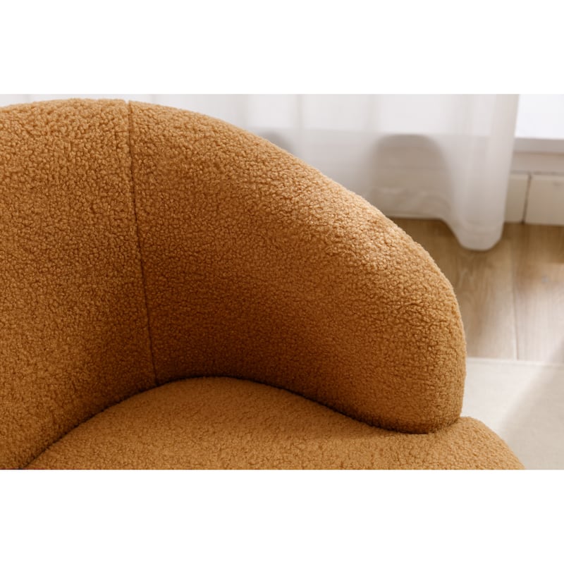 Swivel Accent Armchair Barrel Chair With Black Powder Coating Metal Ring