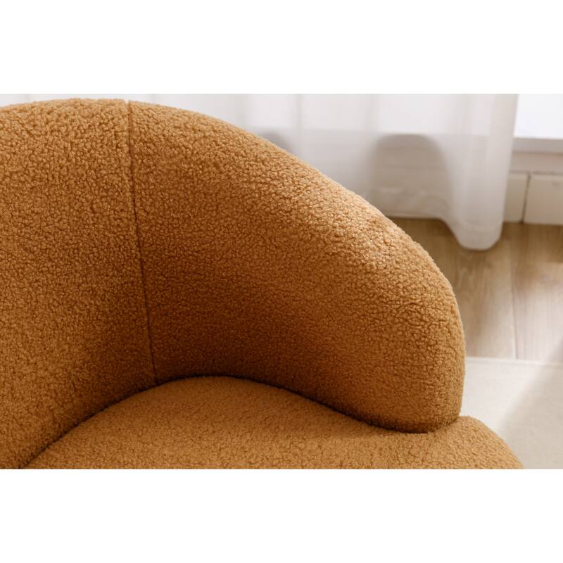 Wool Swivel Barrel Chair with 360° Rotation & Metal Base