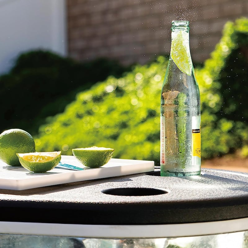 Sunjoy 80 Quart Patio Cooler Cart Stainless Steel Rolling Ice Chest