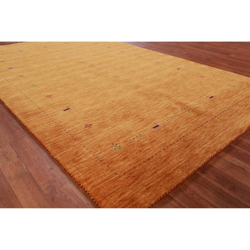 Hand Knotted Oriental 100% Wool Carpet Tribal Stripe Oranges & Rust Gabbeh Area Rug - 8' 0'' X 4' 11''