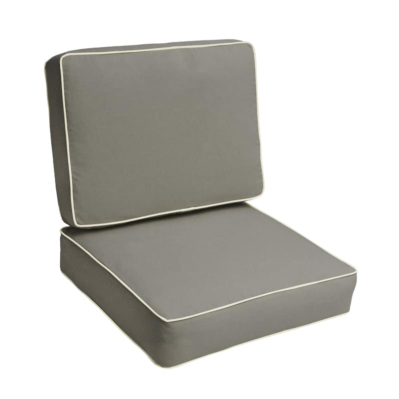 Sunbrella Indoor/ Outdoor Corded Chair Cushion Set - 22" x 22" x 4" - Canvas Charcoal / Canvas Natural