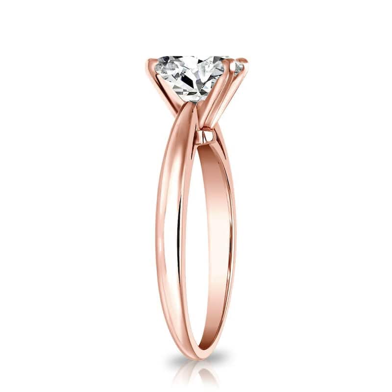 Auriya 14k Gold 1/4ctw Oval-cut Solitaire Diamond Engagement Ring (H-I, I1-I2)