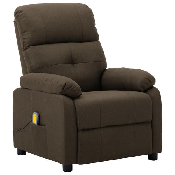 slide 2 of 7, vidaXL Massage Recliner Brown Fabric - 28.7" x 35.4" x 39.4"