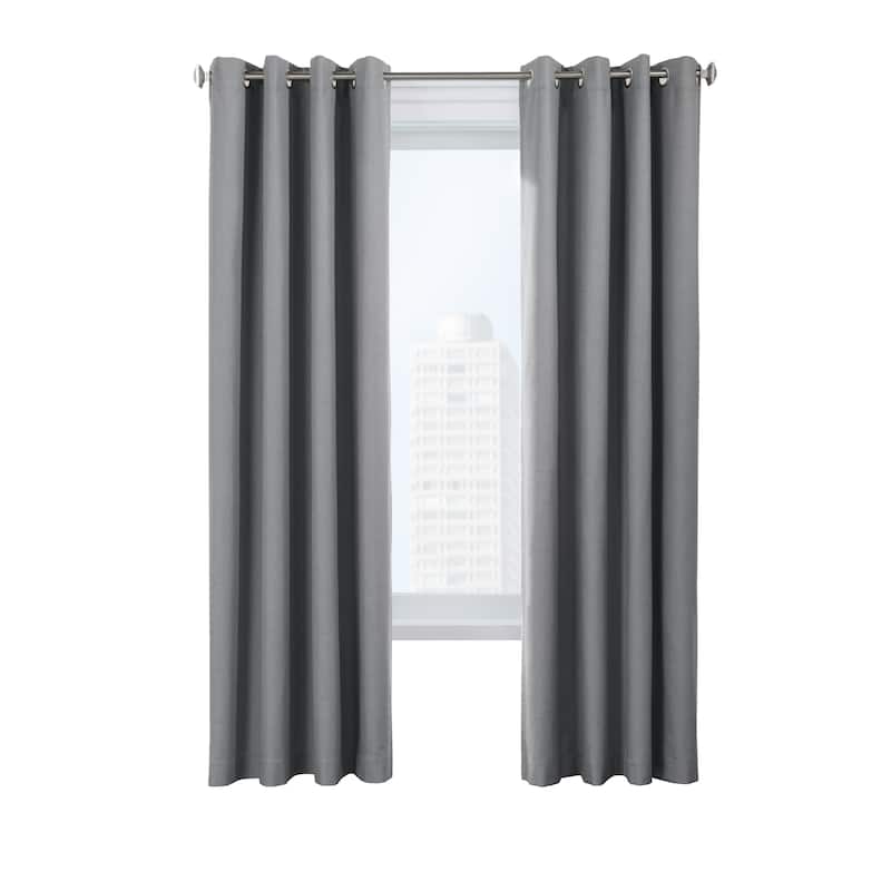 ThermaPlus Ventura Total Blackout Foamback Grommet Curtain Panel Pair - 52" x 95" - Dark Grey