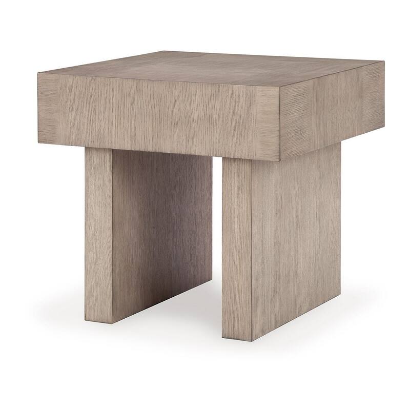 26 in. Light Grayish Brown Square Wood End Table, Sturdy Build End Side Table for Living Rooms
