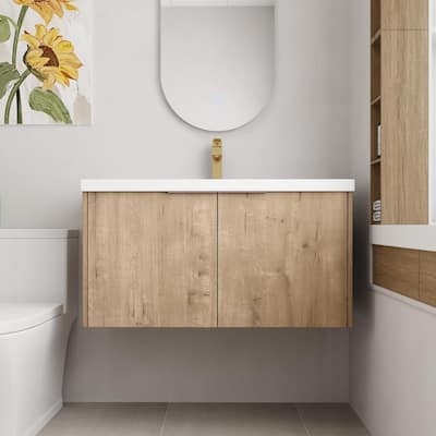 Beingnext 24"/30"/36" Bathroom Vanity with Sink, Floating Bathroom Vanity with 2 Soft Close Doors