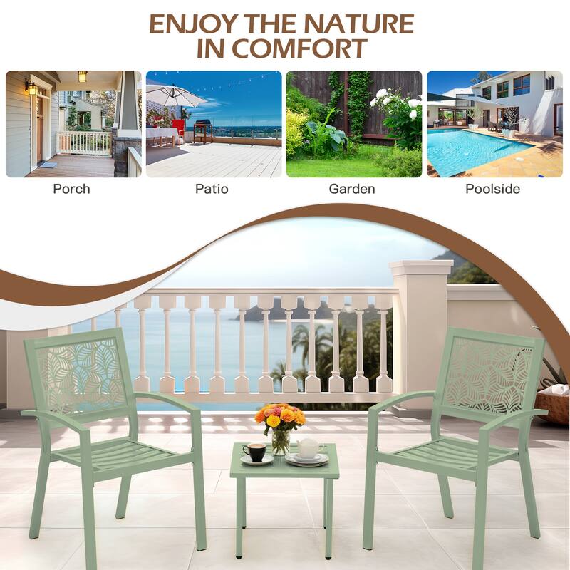 Outdoor 3-Piece Bistro Set, Foldable Patio Dining Sets, Rust-Resistant, Lightweight, Easy to Clean, for Balcony, Garden, Pool
