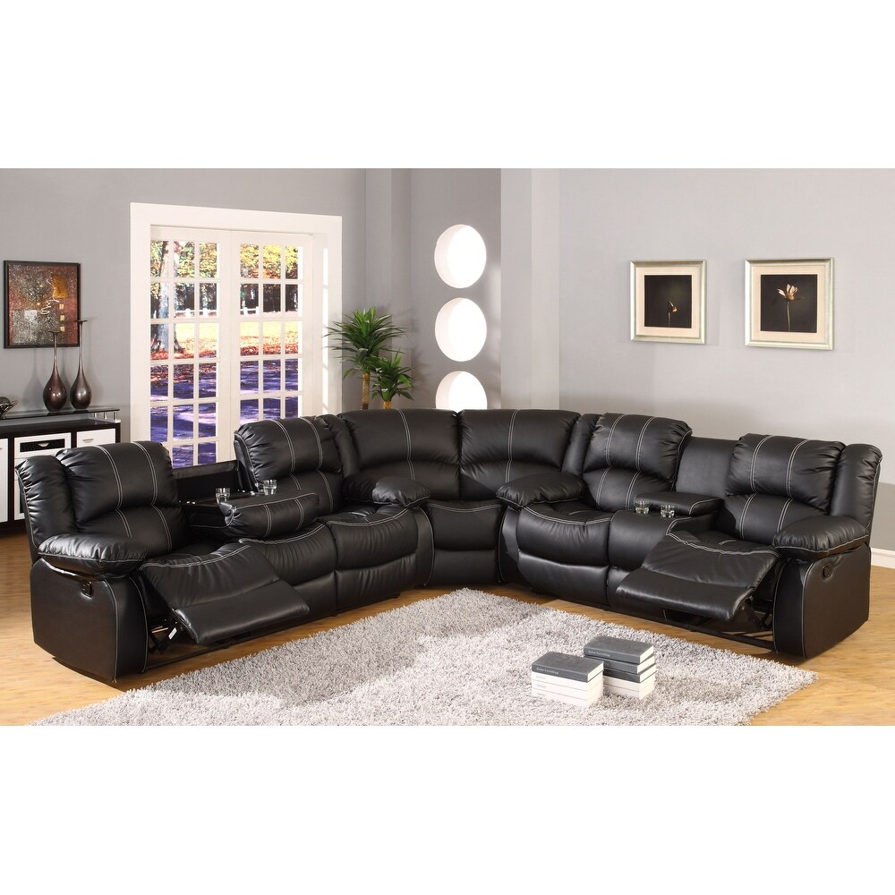 Ac pacific nicole reclining sales leather upholstered sectional sofa