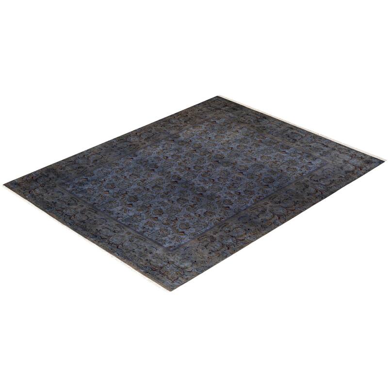 Overton Hand Knotted Wool Vintage Inspired Modern Contemporary Overdyed Gray Area Rug - 7' 10" x 10' 3"